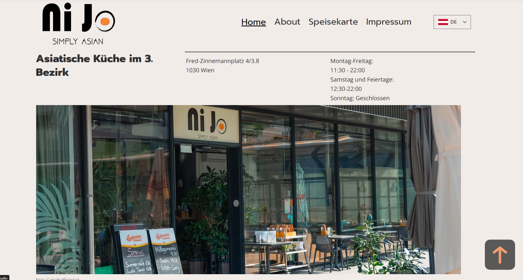 Die erstellte Website